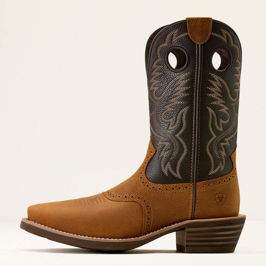 Ariat Heritage Roughstock Square Toe Cowboy Boot in Status Brown (Men's)