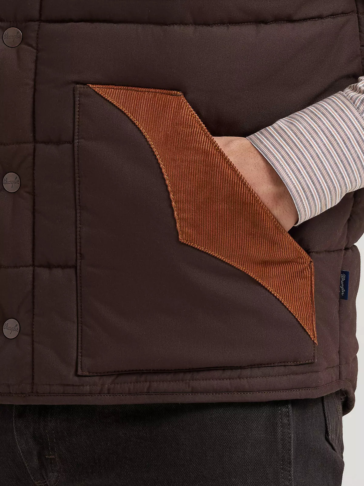 Wrangler Corduroy Yoke Puffer Vest in Cambridge Brown (Men's)