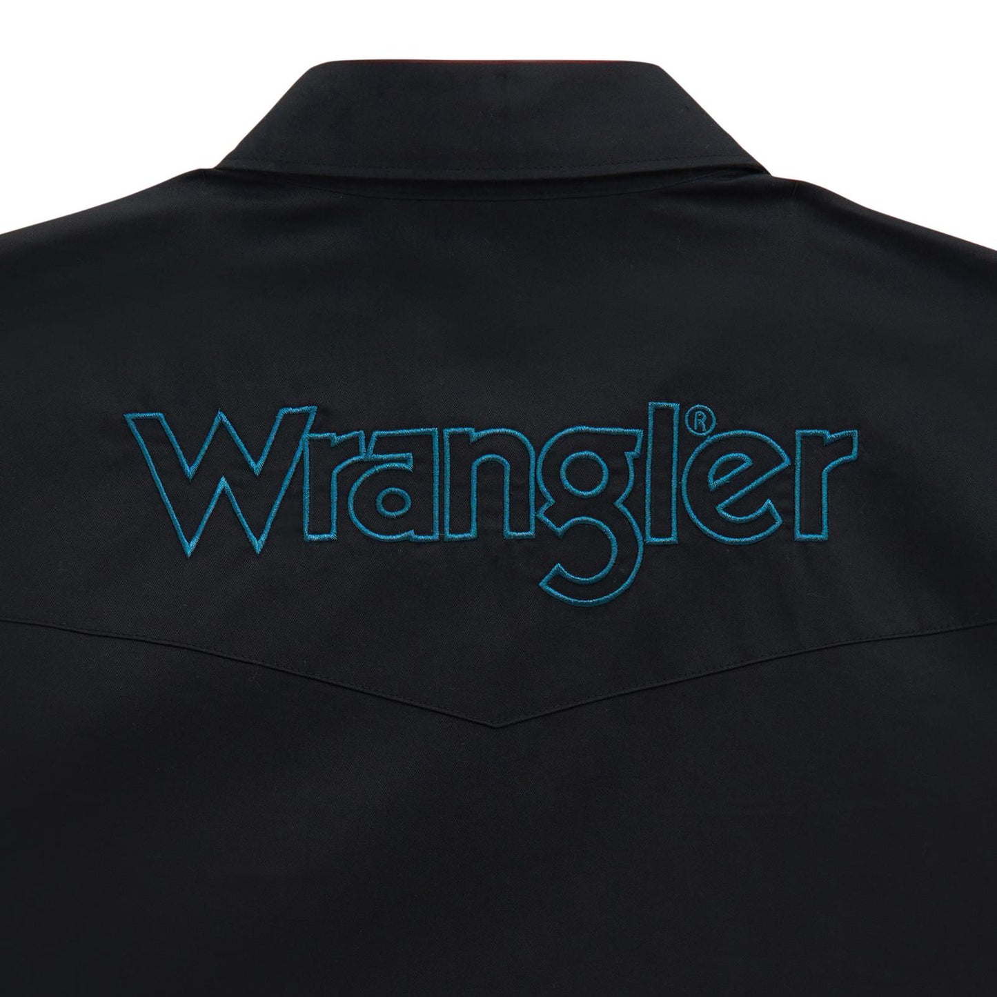 Wrangler® Long Sleeve Logo Snap Shirt in Black (Men's)