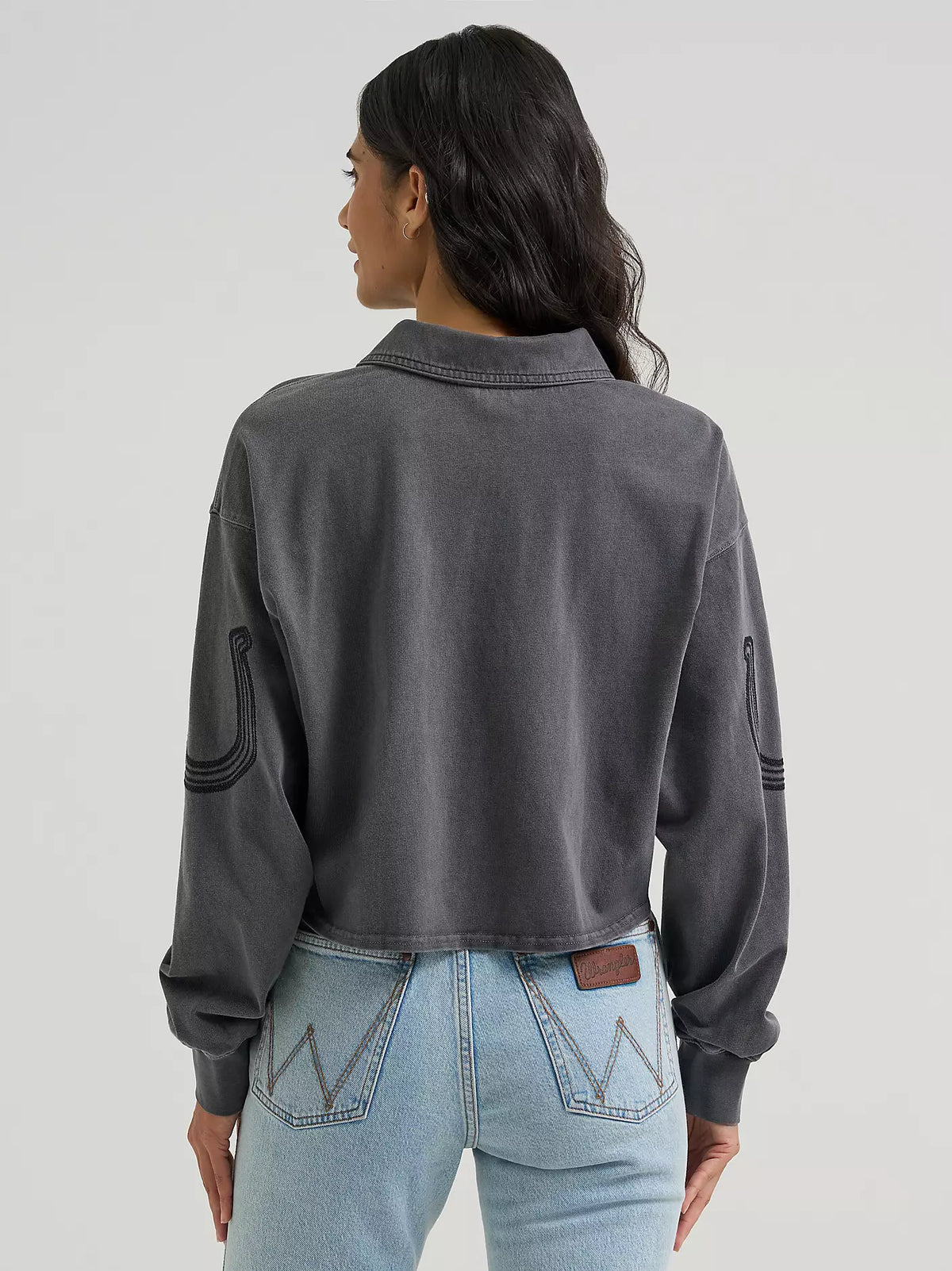 Wrangler Western Horseshoe Polo Shirt Grey (Women's)
