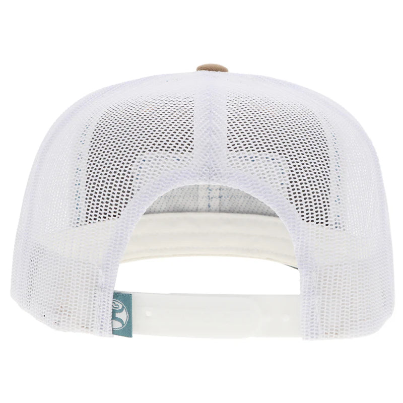 Hooey - "Horizon" Trucker Hat in Tan with Orange/White/Blue Rectangle Patch