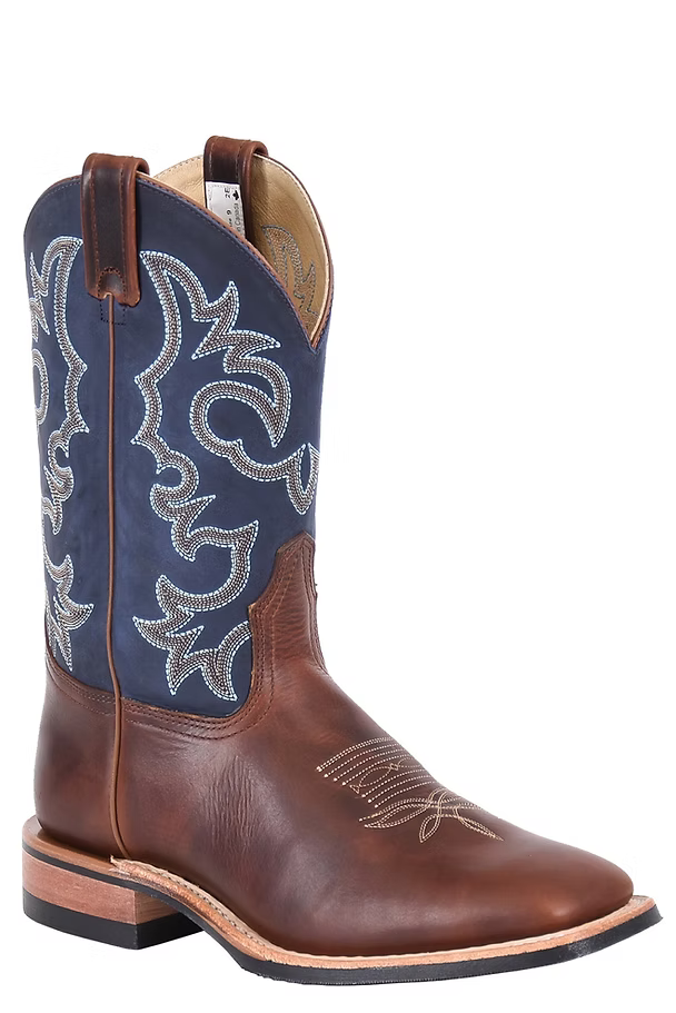 Canada West Brahma Ropers Boot in Pecan Tumbled / Tussuto Navy (Men's)