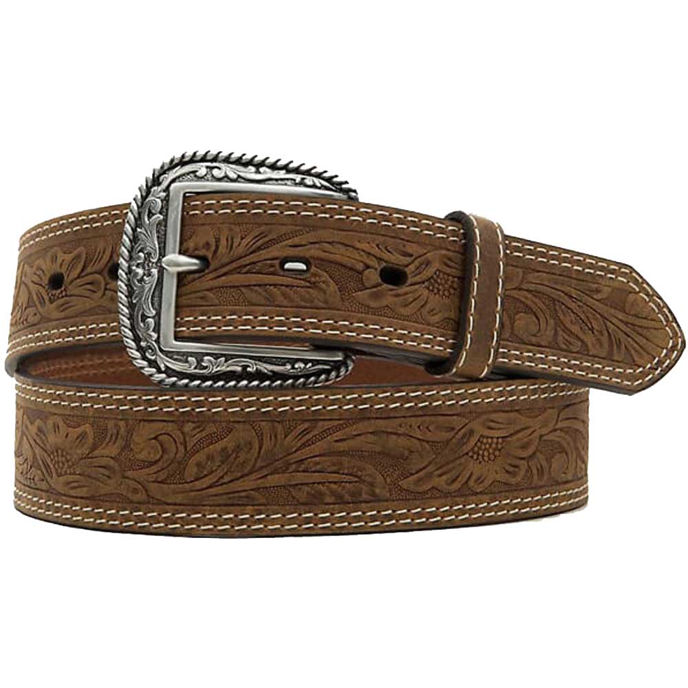 Ariat Tooled Double Stitch Belt in Brown