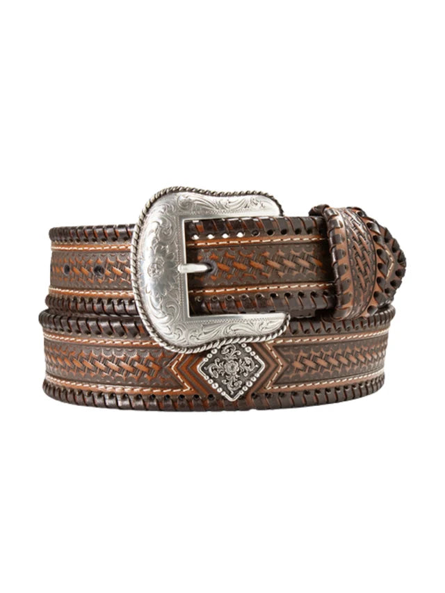 Ariat Whip Stitch Lace Leather Belt in Brown
