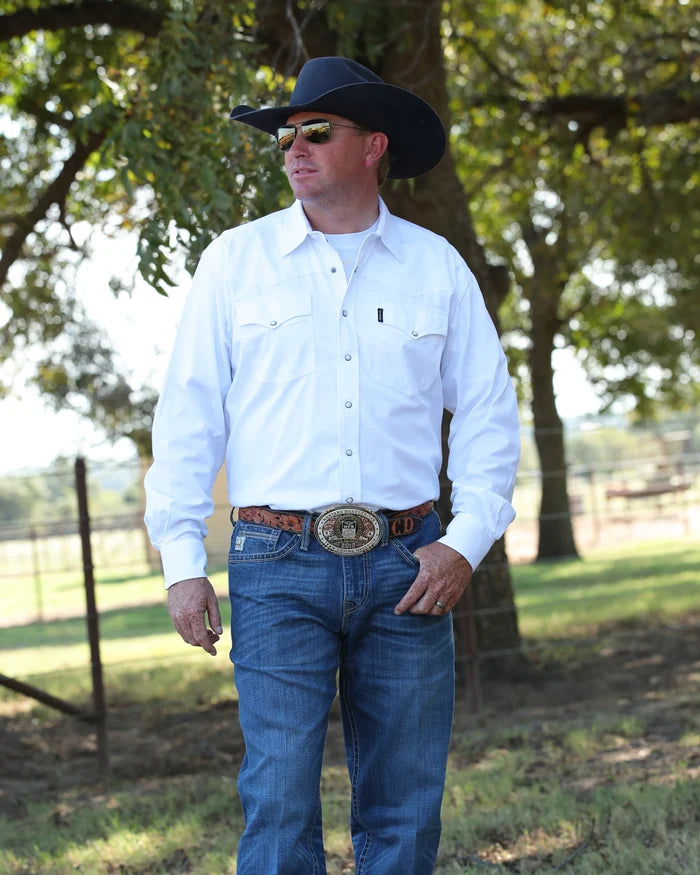 Cinch Classic Fit Long Sleeve Snap Shirt in White (Men's)