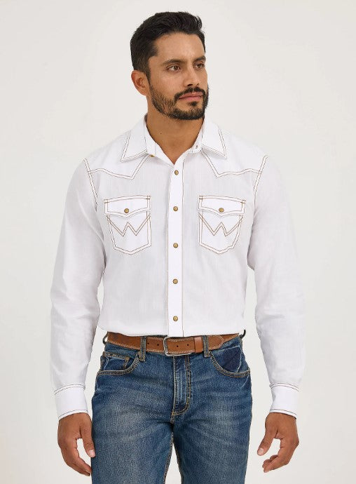 Wrangler Retro® Long Sleeve Western Snap Solid Dobby Shirt (Men's)