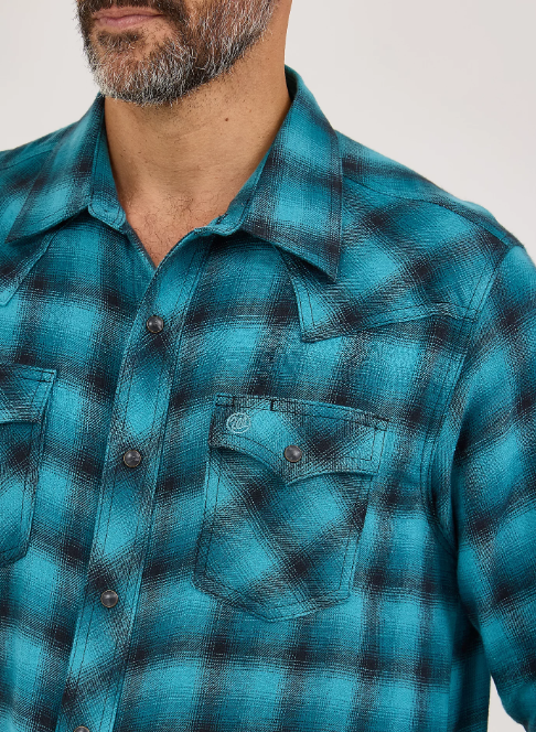 Wrangler Retro® Long Sleeve Flannel Western Snap Plaid Shirt (Men's)
