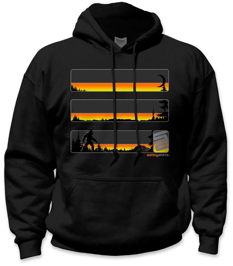Safetyshirtz Hi-Vis Safety Stripe Stealth Sasquatch Hoodie in Black