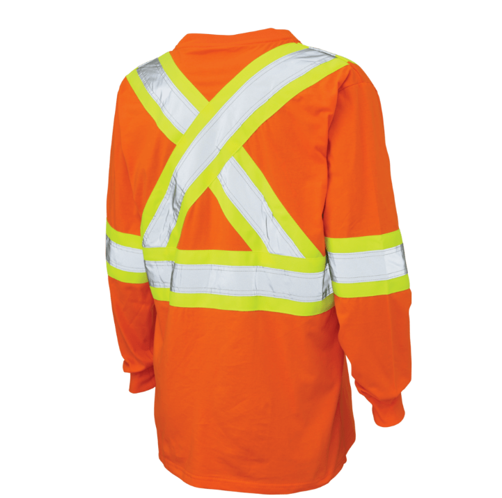 Tough Duck High Vis Safety Long-Sleeve Shirt (Orange and Yellow)