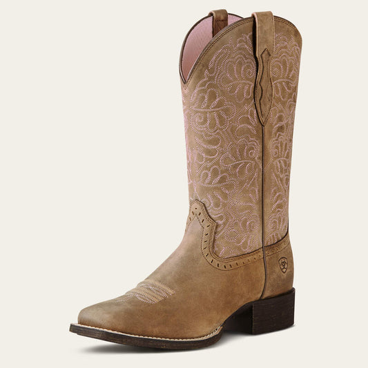 Ariat Round Up Remuda Wide Square Toe Western Boot in Brown Bomber (Women's)