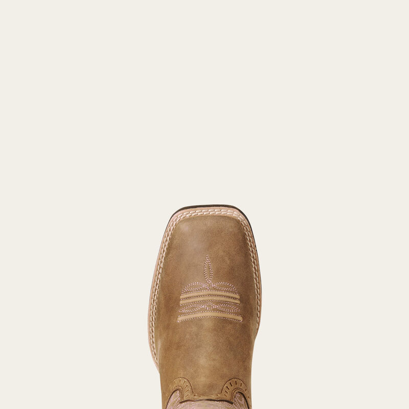 Ariat Round Up Remuda Wide Square Toe Western Boot in Brown Bomber (Women's)
