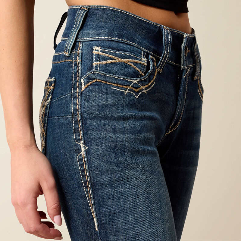 Ariat R.E.A.L. Mid Rise Stretch Entwined Festival Boot Cut Jean - Festival Blue (Women's)