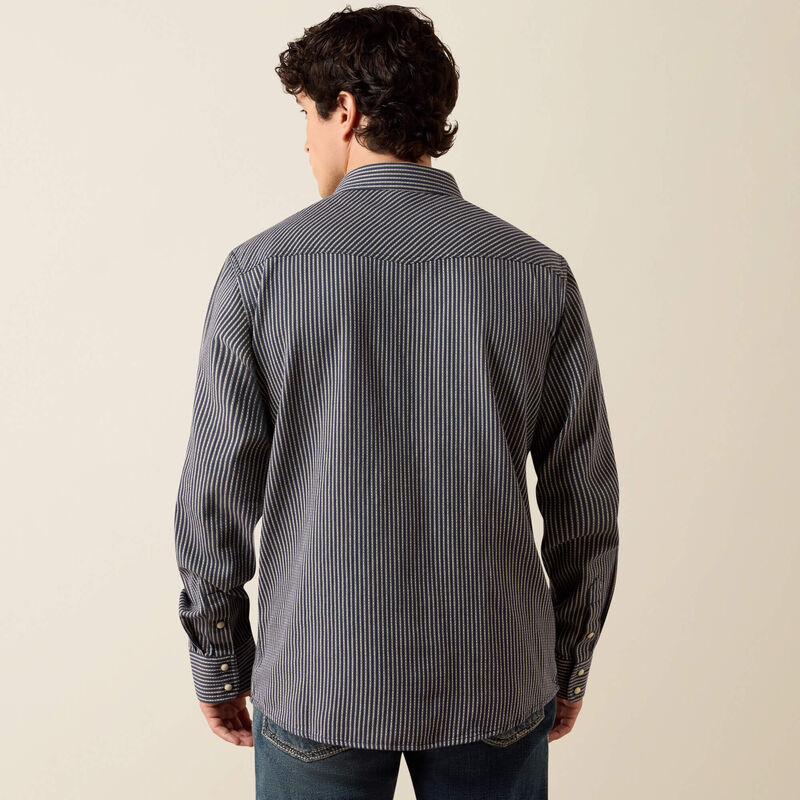Ariat Retro Haywood Long Sleeve Fitted Snap Shirt in Ombre Blue Stripe (Men's)