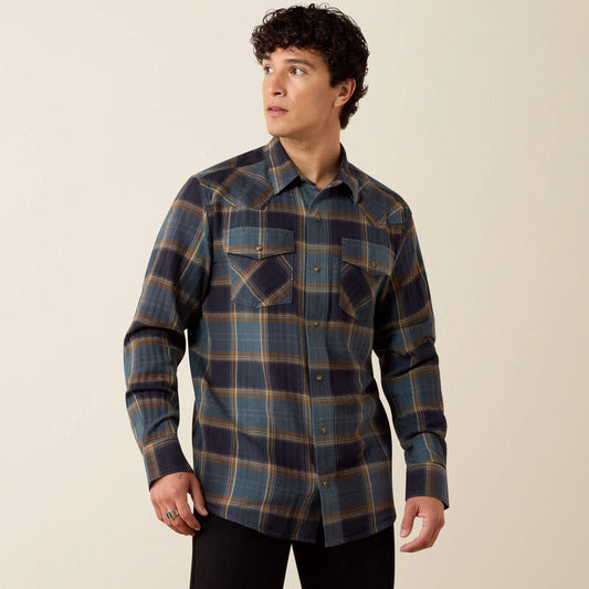 Ariat Retro Harbert Fitted Snap Shirt in Inkwell Plaid (Men's)