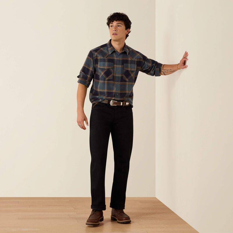 Ariat Retro Harbert Fitted Snap Shirt in Inkwell Plaid (Men's)