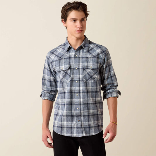 Ariat Retro Harish Fitted Snap Shirt in Sargasso Sea Plaid (Men's)