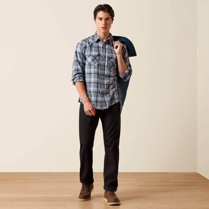 Ariat Retro Harish Fitted Snap Shirt in Sargasso Sea Plaid (Men's)