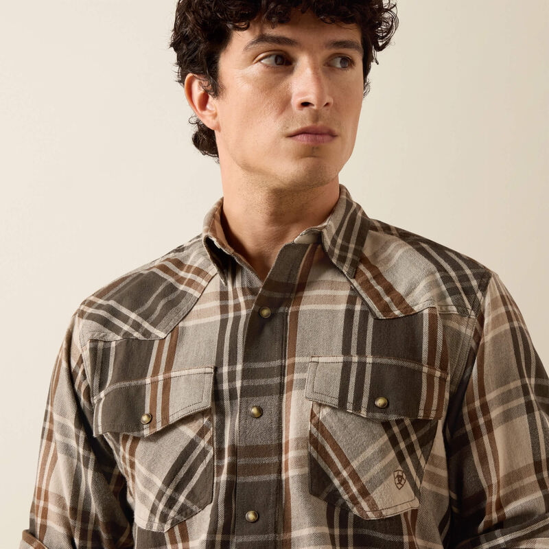 Ariat Retro Howell Fitted Snap Shirt in Dusky Green Plaid (Men's)
