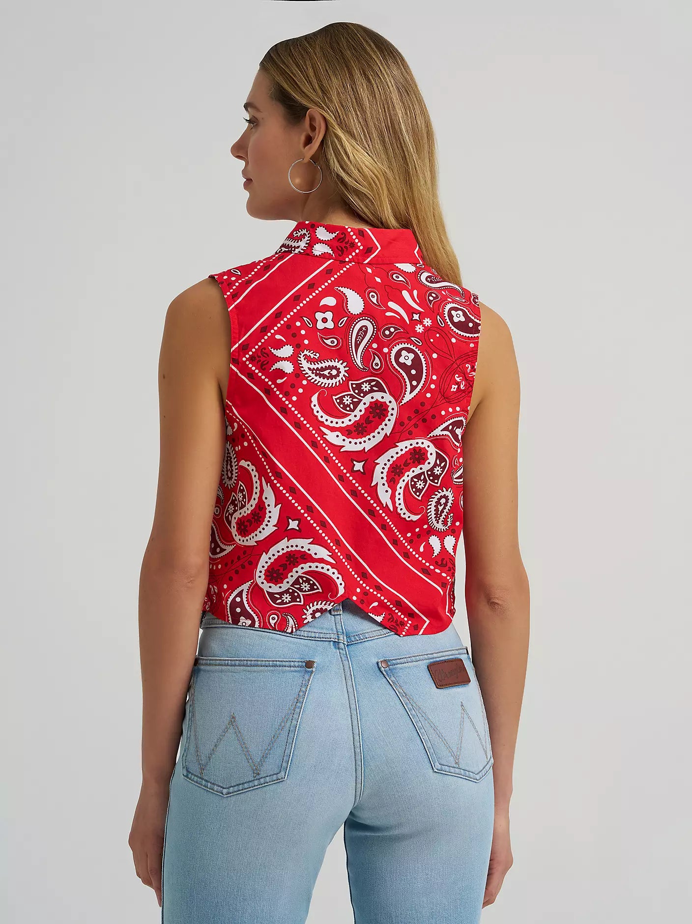 Wrangler Bandana Print Shirt Vest in Red(Women's)