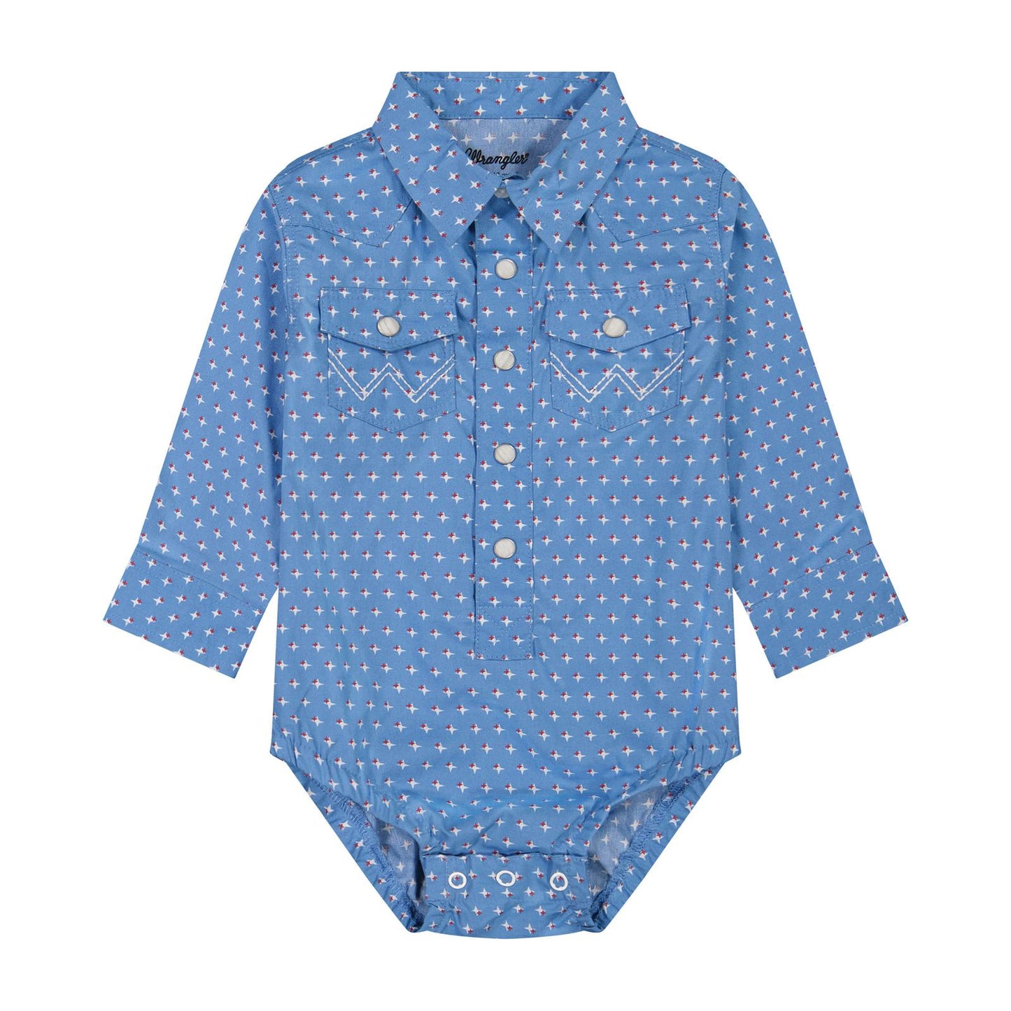 Wrangler® Long Sleeve Onesie in Blue (Boy's)