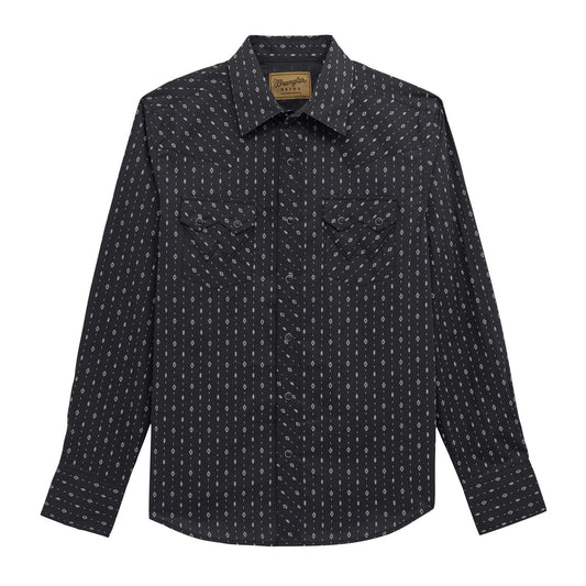 Wrangler Retro® Long Sleeve Shirt - Modern Fit in Black (Men's)