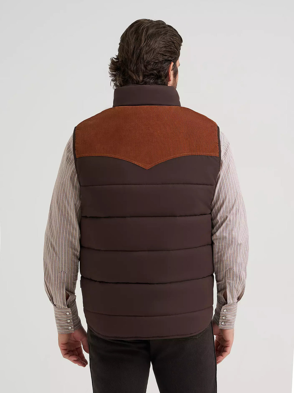 Wrangler Corduroy Yoke Puffer Vest in Cambridge Brown (Men's)