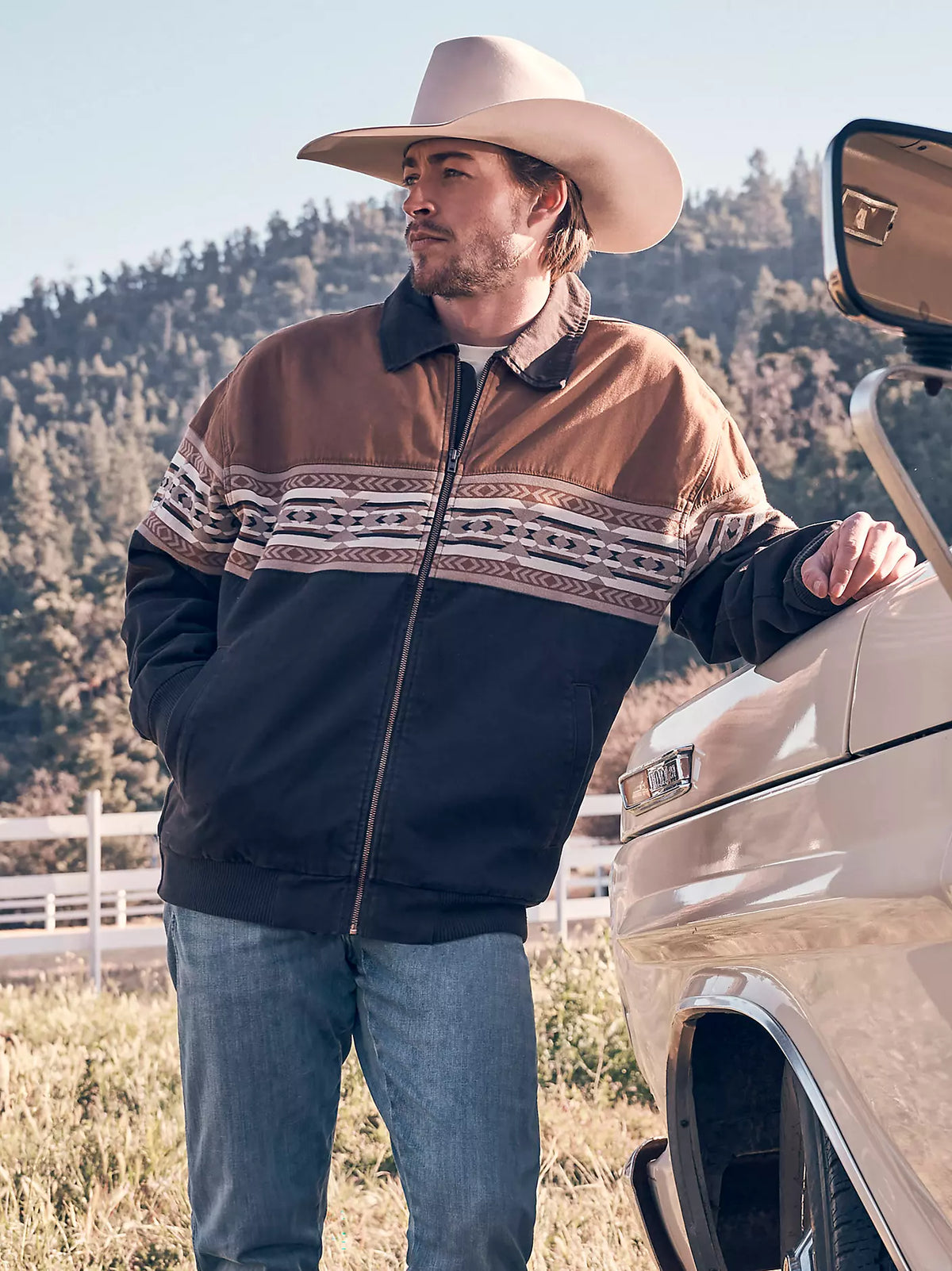 Wrangler Aztec Bomber Jacket in Chocolate Torte (Men's)