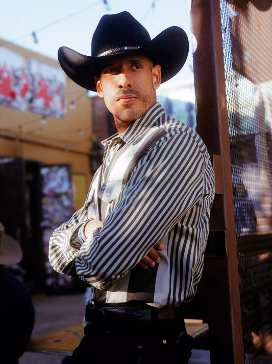Wrangler Vintage-Inspired Brushpopper Western Snap Shirt in Smoky Stripes (Men's)