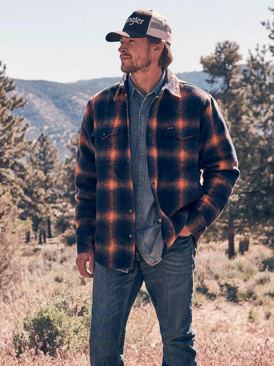 Wrangler Quilt Lined Flannel Jacket in Night Sky (Men's)