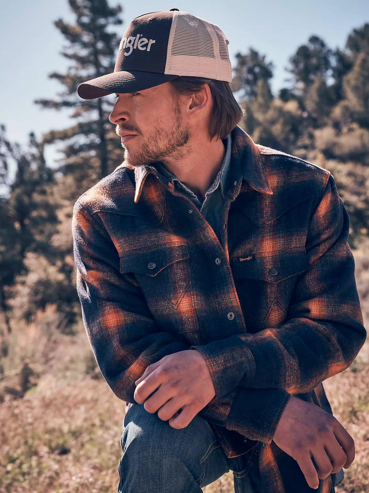 Wrangler Quilt Lined Flannel Jacket in Night Sky (Men's)