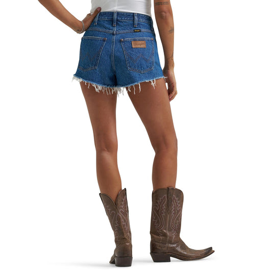 Wrangler Cowboy High Rise Shorts in Sunrise Dark Wash (Women's)