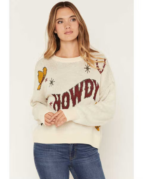 Rock&Roll Denim Howdy Knit Sweater in Natural (Women's)