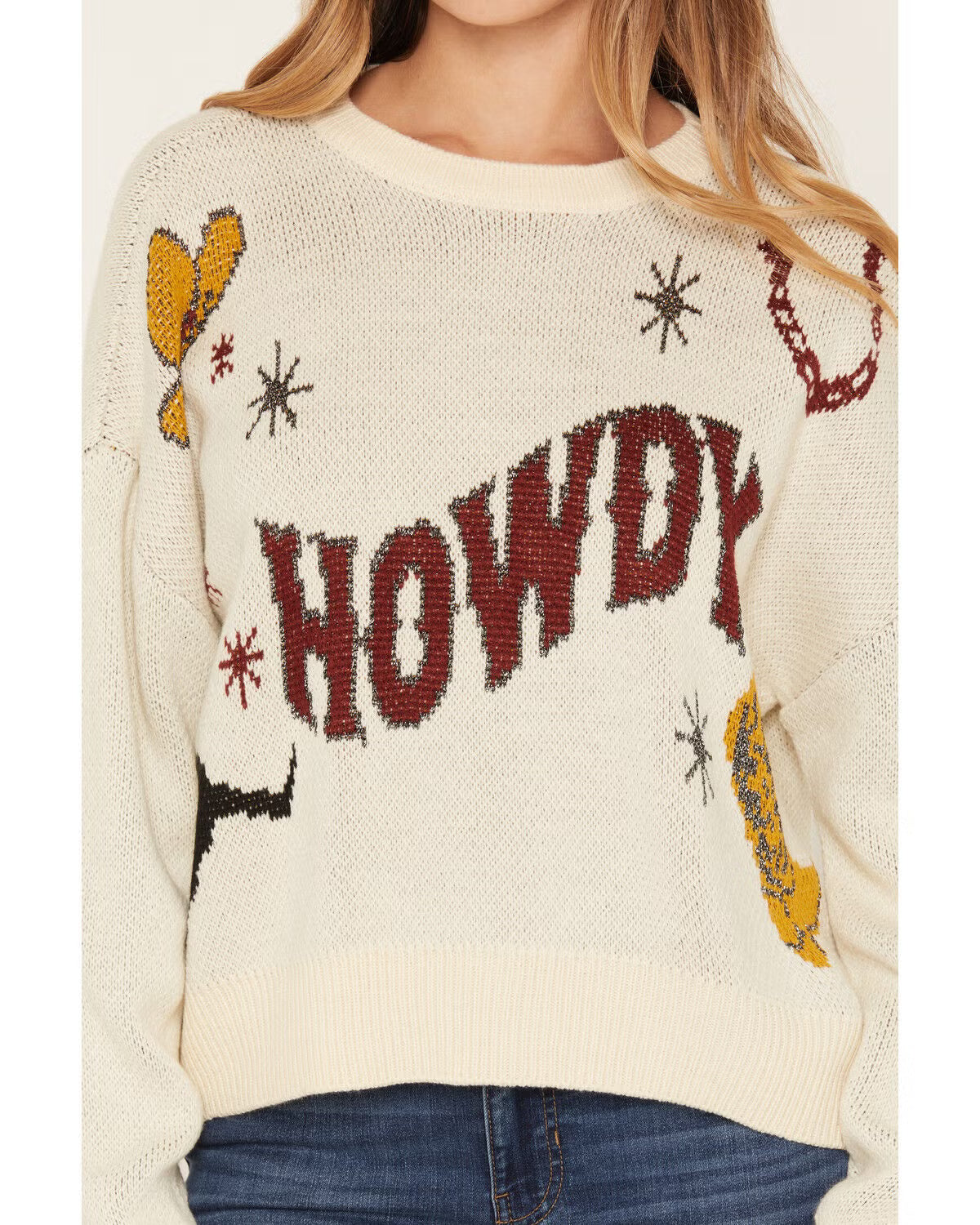 Rock&Roll Denim Howdy Knit Sweater in Natural (Women's)