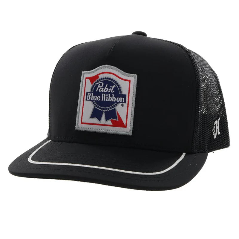 Hooey - "Pabst Blue Ribbon" Trucker Hat in Black with Red/White/Blue Patch