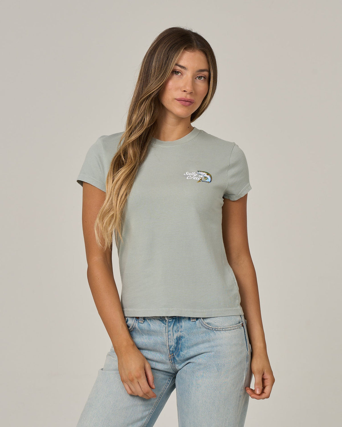 Salty Crew Yellow Tailed Modern Tee in Aqua Grey (Women's)