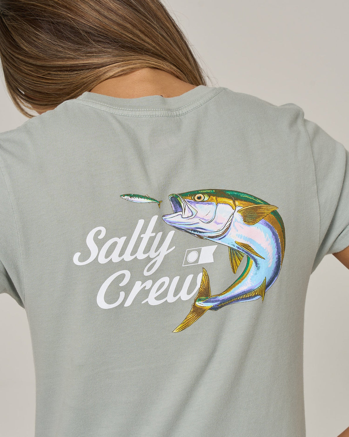 Salty Crew Yellow Tailed Modern Tee in Aqua Grey (Women's)