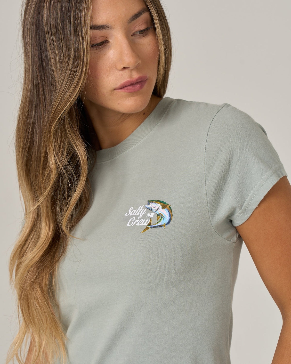 Salty Crew Yellow Tailed Modern Tee in Aqua Grey (Women's)