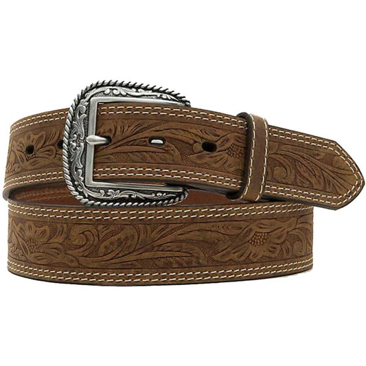 Ariat Tooled Double Stitch Belt in Brown