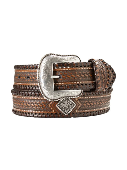 Ariat Whip Stitch Lace Leather Belt in Brown