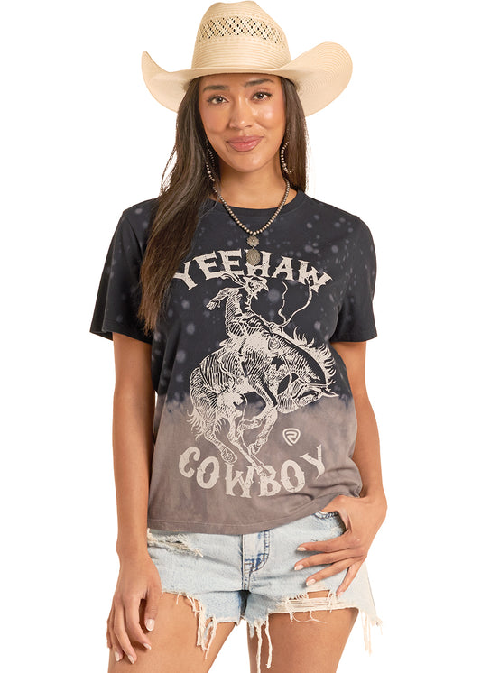 Rock&Roll Demin Yeehaw Cowboy T-Shirt (Women's)