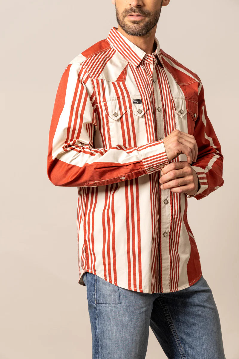 Kimes Ranch Bandit Long Sleeve Snap Shirt in Brick Red (Men's)