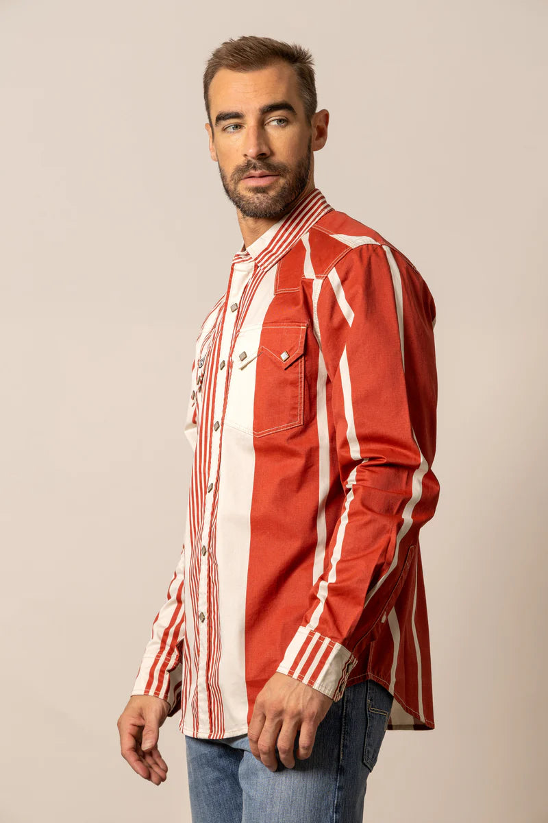 Kimes Ranch Bandit Long Sleeve Snap Shirt in Brick Red (Men's)