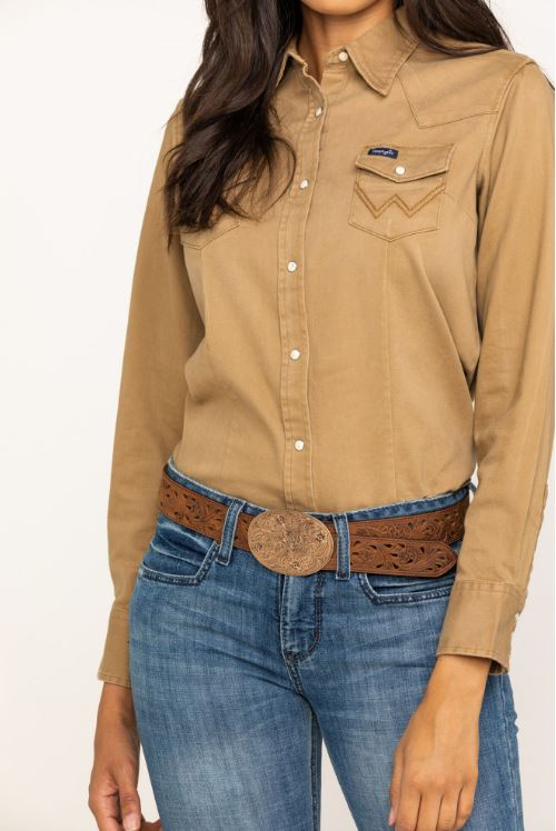 Wrangler Solid Long Sleeve Snap Western Shirt (Women's)