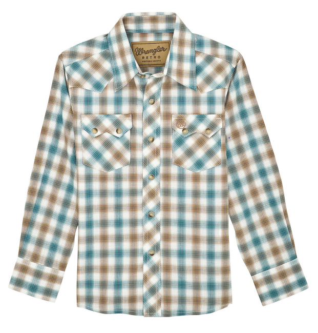 Wrangler Retro Western Shirt in Tan/Blue (Boy's)