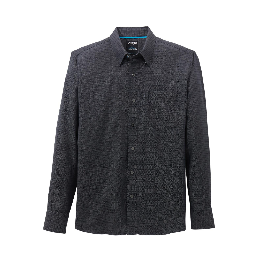 Wrangler® X Cody Johnson Long Sleeve Classic Fit Shirt in Black Shadow (Men's)