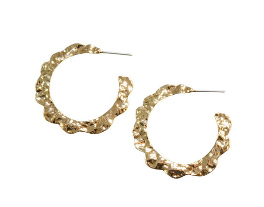 Blazin Roxx Hammered Gold Hooped Earings