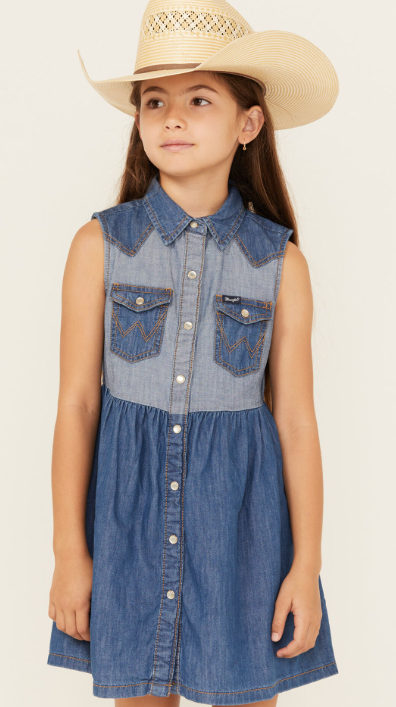 Wrangler Western Denim Dress- Indigo (Girl's)