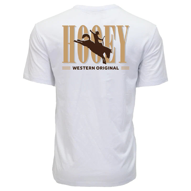 Hooey "Wild Ride" T-shirt  in White w/Tan & Black Hooey Logo (Men's)