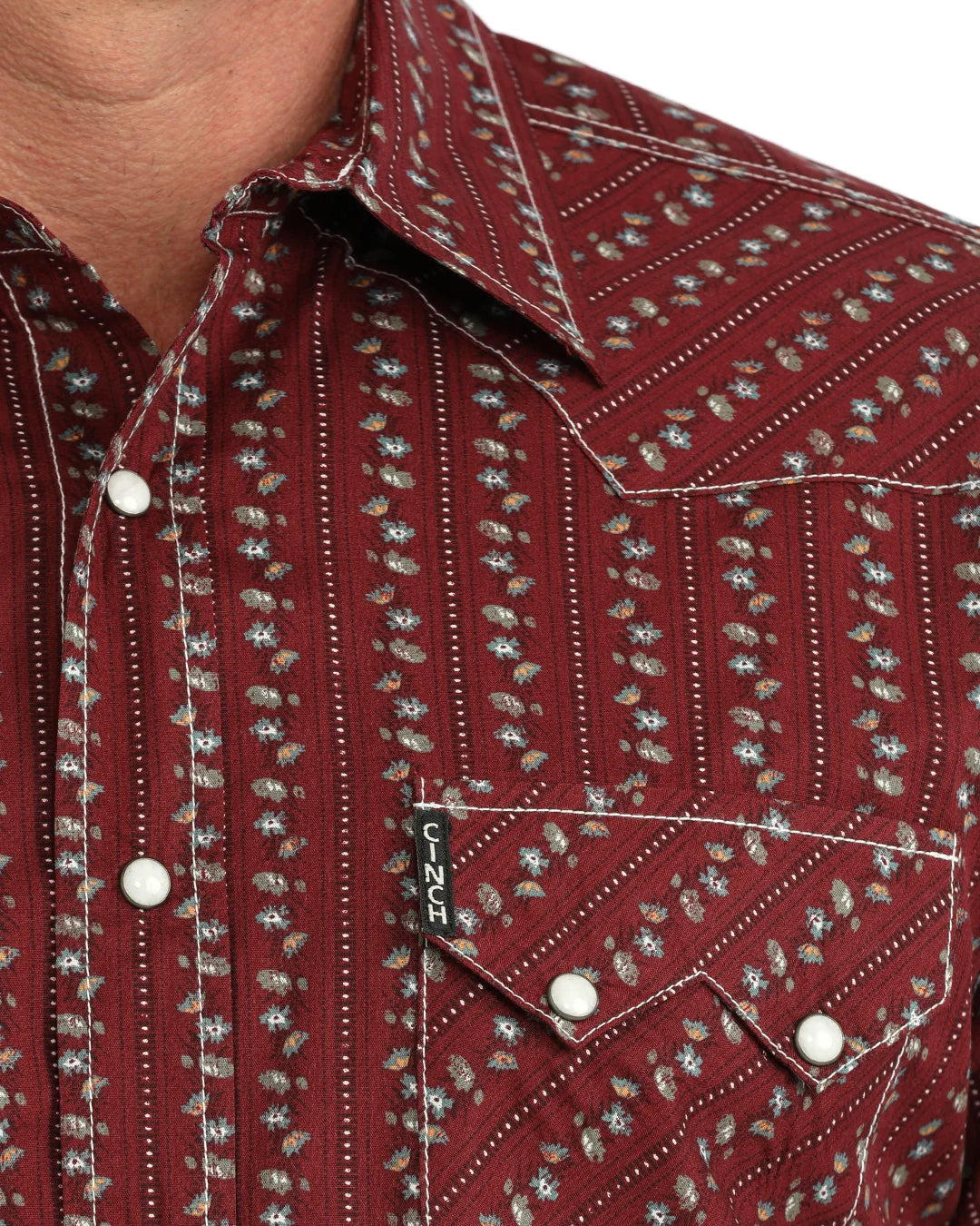 Cinch Modern Fit Button Up in Burgundy (Men's)