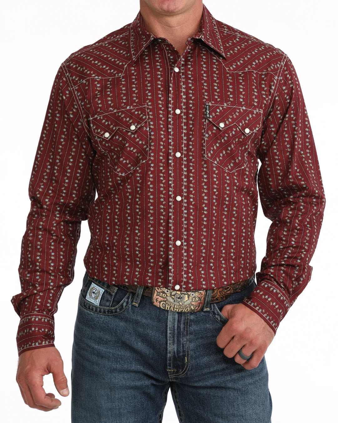 Cinch Modern Fit Button Up in Burgundy (Men's)